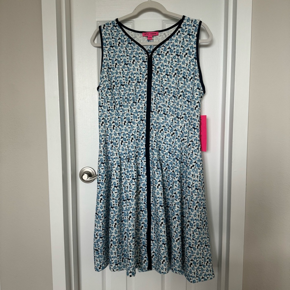 NEW Betsey Johnson floral a line zip dress size 14